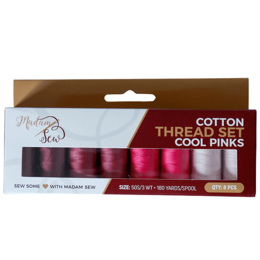 Cotton Thread Set - Cool Pinks! For Quilting and Sewing - 8 Spools, 4 Colors, 180 Yards Each