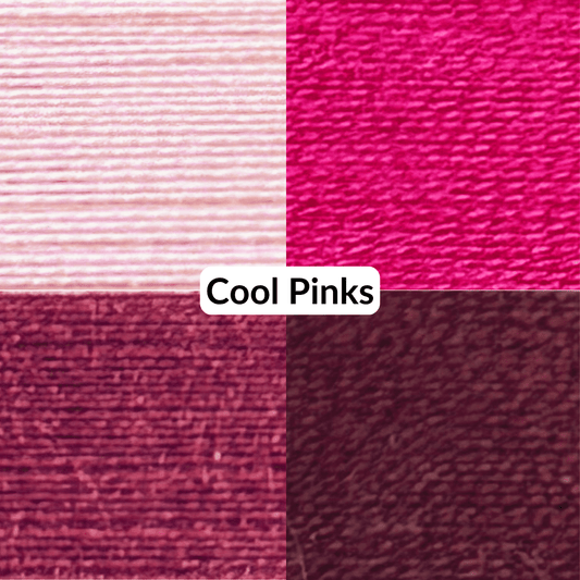 Cotton Thread Set - Cool Pinks! For Quilting and Sewing - 8 Spools, 4 Colors, 180 Yards Each