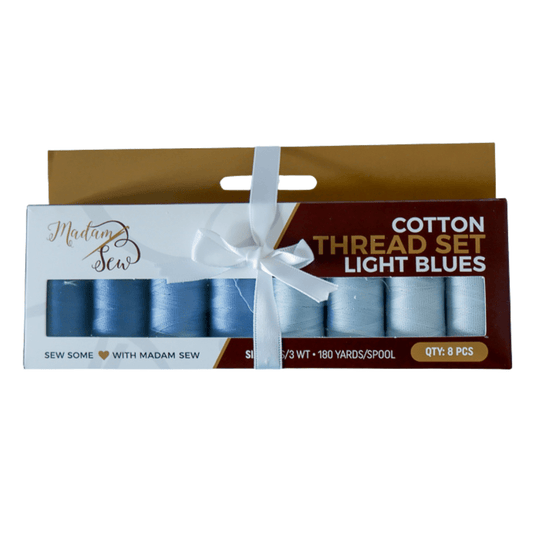 Cotton Thread Set - Light Blues! For Quilting and Sewing - 8 Spools, 4 Colors, 180 Yards Each