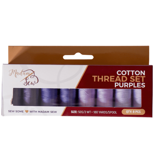 Cotton Thread Set - Purples! For Quilting and Sewing - 8 Spools, 4 Colors, 180 Yards Each