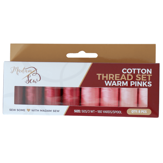 Cotton Thread Set - Warm Pinks! For Quilting and Sewing - 8 Spools, 4 Colors, 180 Yards Each