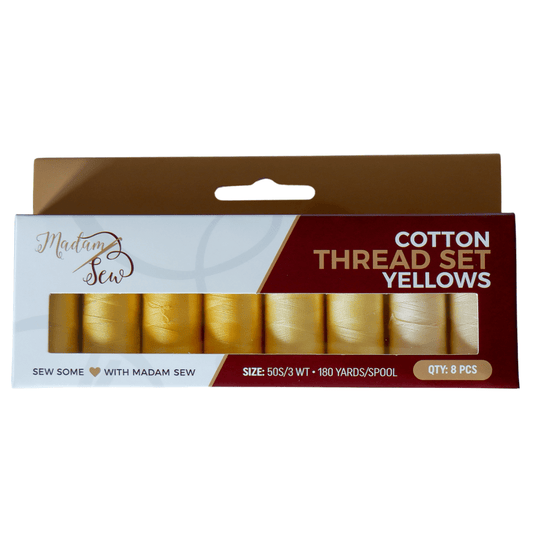 Cotton Thread Set - Yellows! For Quilting and Sewing - 8 Spools, 4 Colors, 180 Yards Each