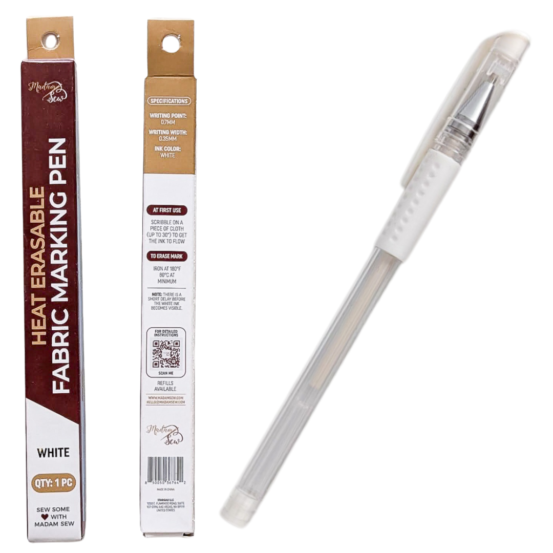 Madam Sew Heat Erasable Fabric Marking Pen – White | 1PC