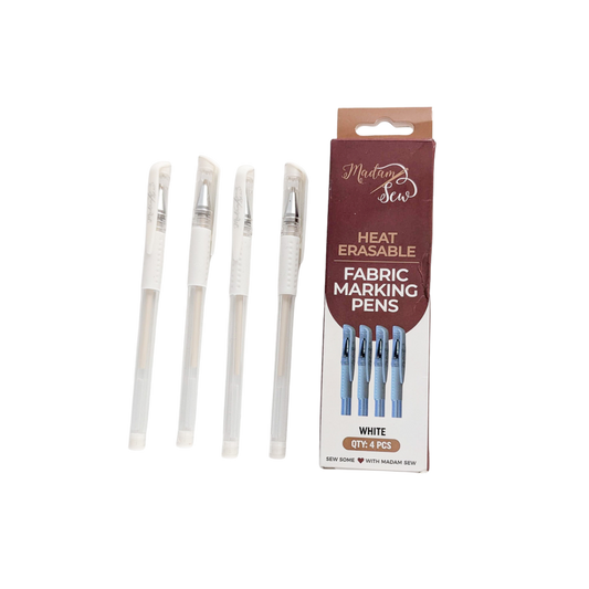 Madam Sew White Heat Erasable Fabric Marking Pens – 4 Pack