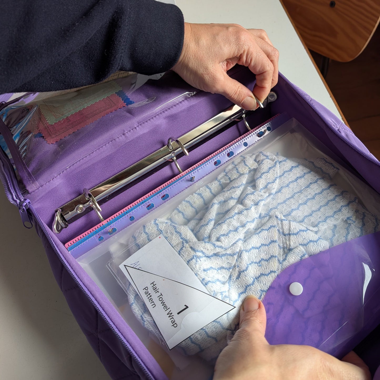 The Carry-All Sewing Organizer - Multi-pocket Binder Bag - Purple