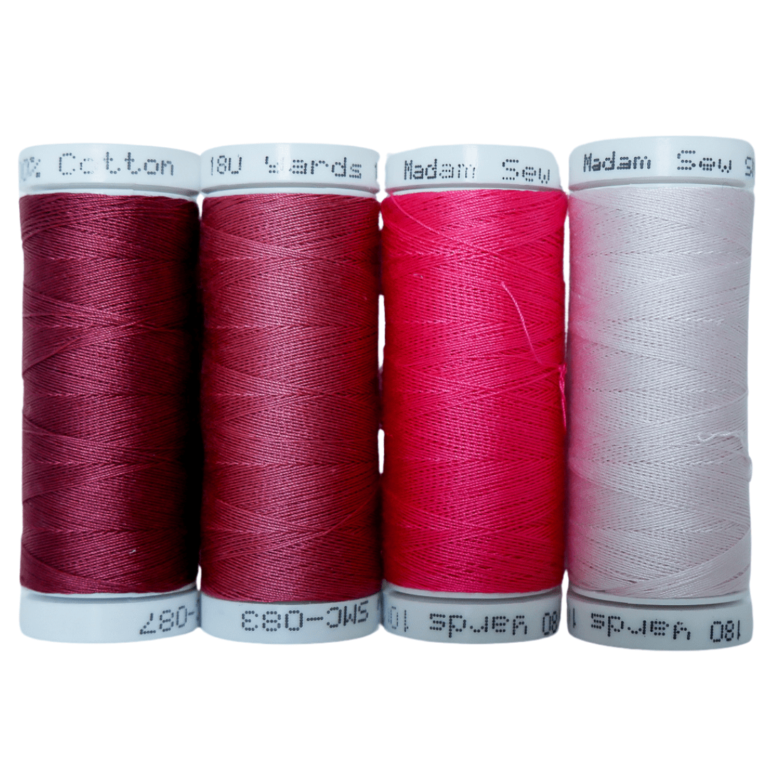 Cotton Thread Set - Cool Pinks! For Quilting and Sewing - 8 Spools, 4 Colors, 180 Yards Each