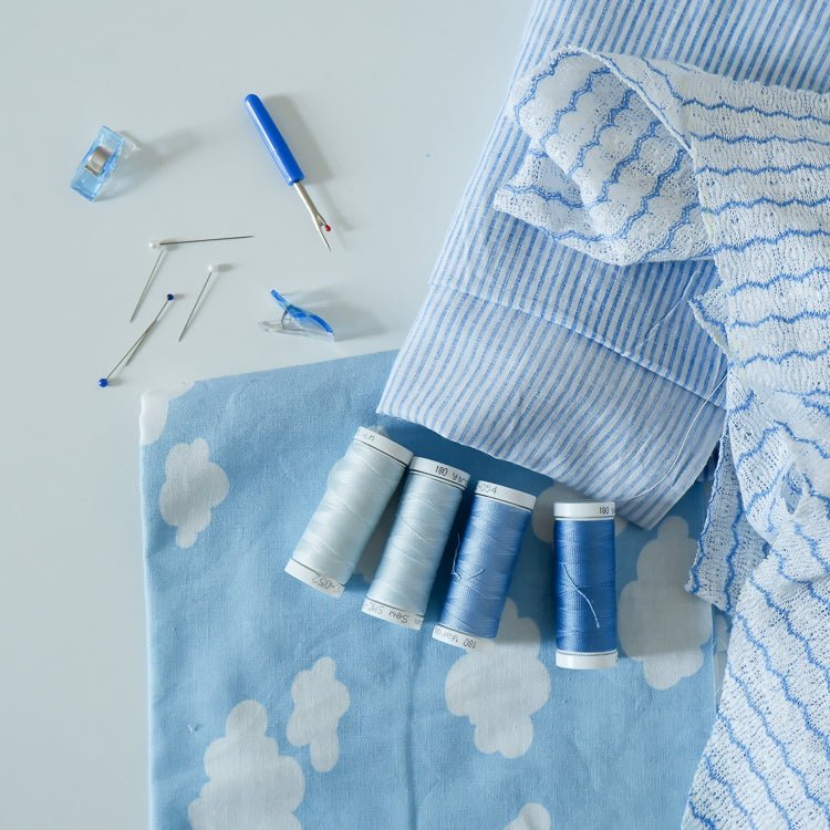 Cotton Thread Set - Light Blues! For Quilting and Sewing - 8 Spools, 4 Colors, 180 Yards Each