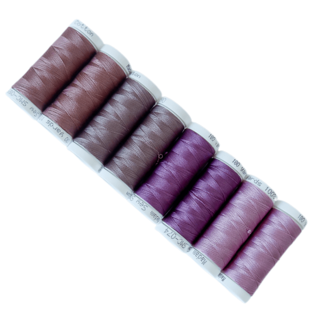 Cotton Thread Set - Mauves! For Quilting and Sewing - 8 Spools, 4 Colors, 180 Yards Each