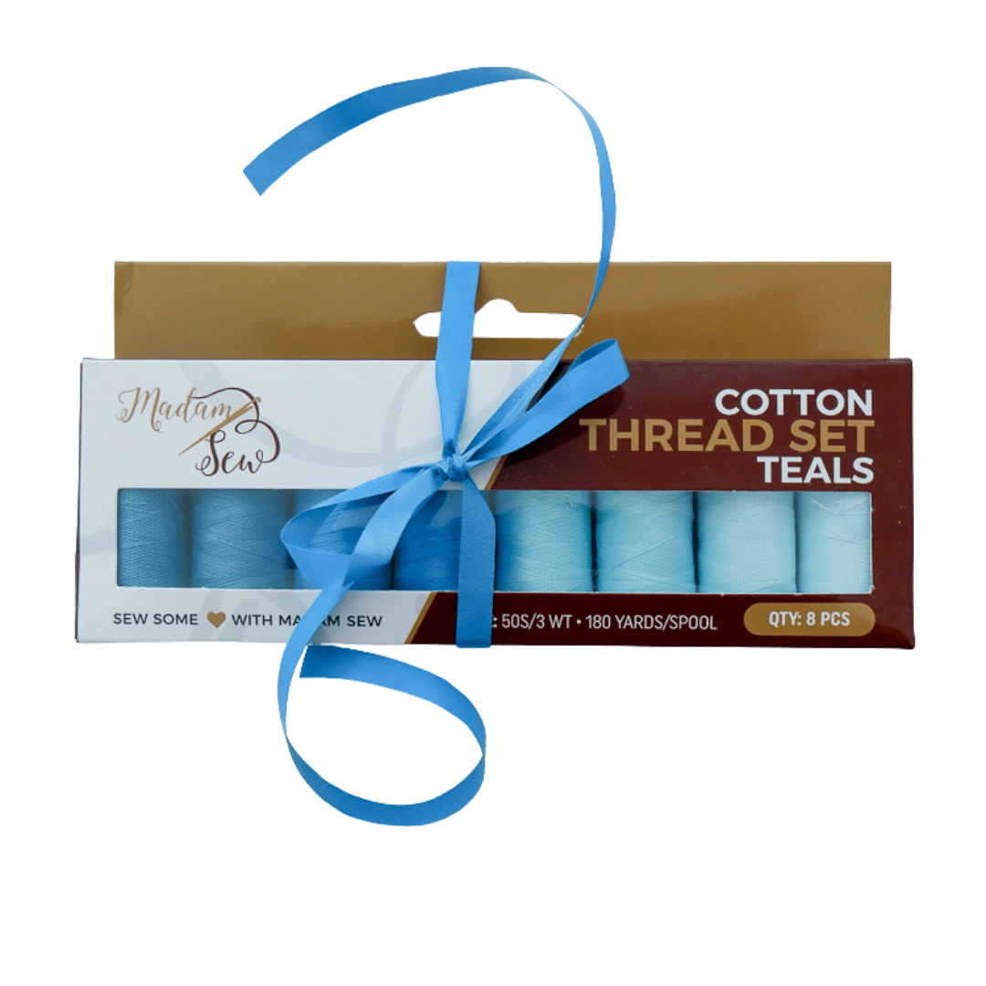 Cotton Thread Set - Teals! For Quilting and Sewing - 8 Spools, 4 Colors, 180 Yards Each