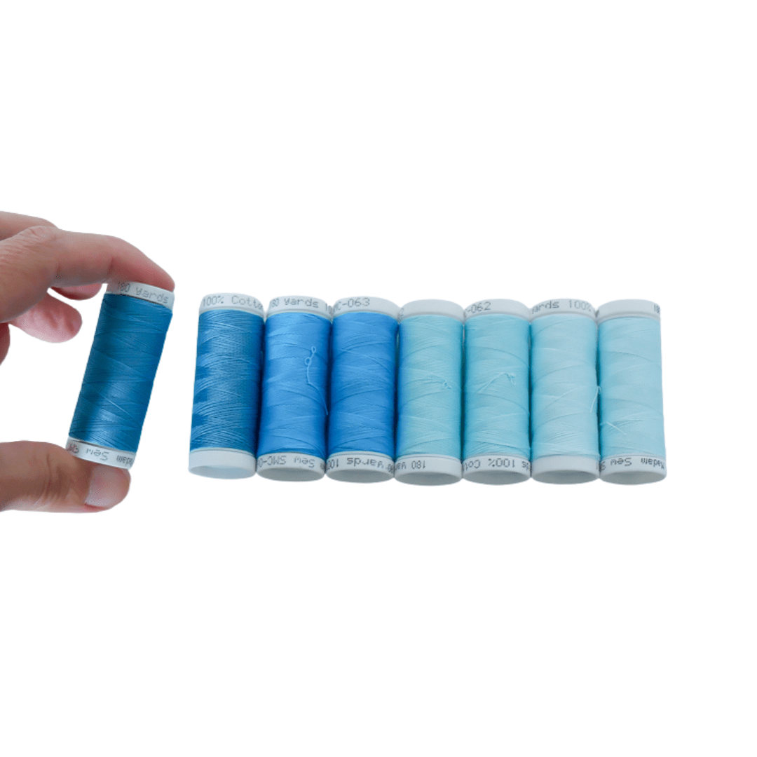 Cotton Thread Set - Teals! For Quilting and Sewing - 8 Spools, 4 Colors, 180 Yards Each