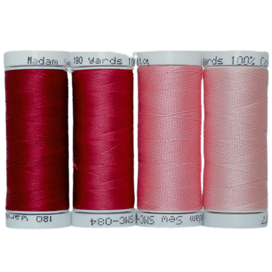 Cotton Thread Set - Warm Pinks! For Quilting and Sewing - 8 Spools, 4 Colors, 180 Yards Each