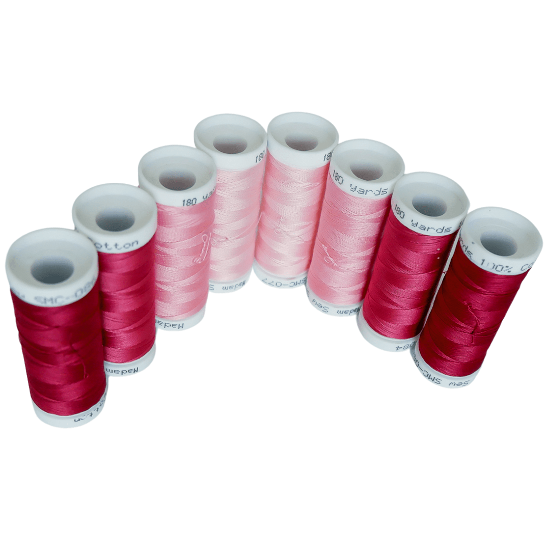 Cotton Thread Set - Warm Pinks! For Quilting and Sewing - 8 Spools, 4 Colors, 180 Yards Each