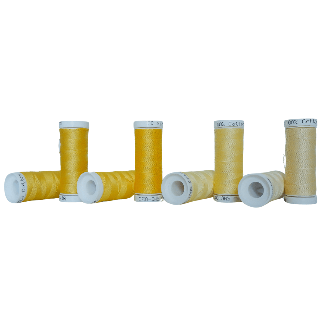 Cotton Thread Set - Yellows! For Quilting and Sewing - 8 Spools, 4 Colors, 180 Yards Each
