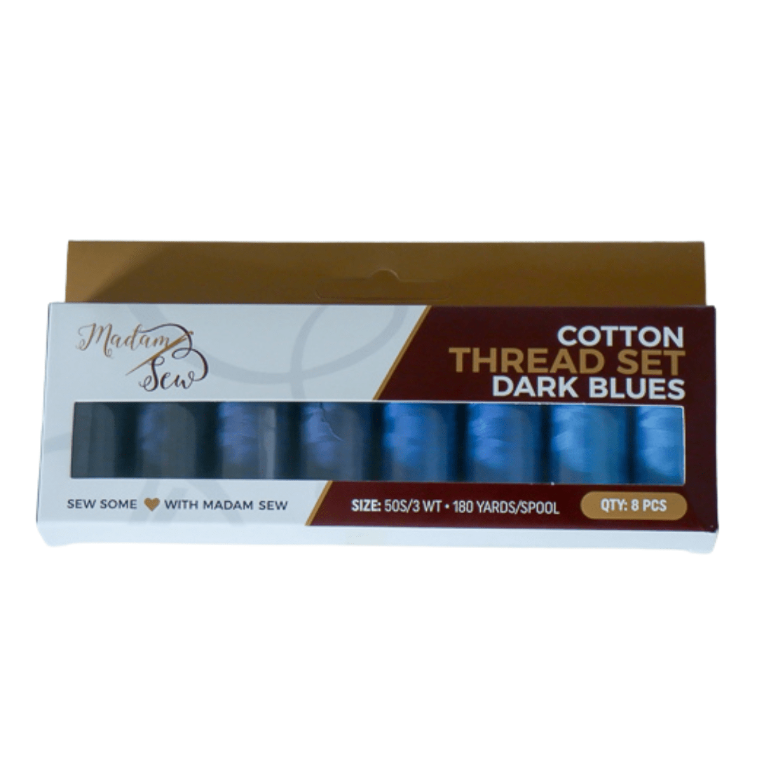 Cotton Thread Sets - Dark Blues!  For Quilting and Sewing - 8 Spools, 4 Colors, 180 Yards Each