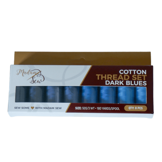Cotton Thread Sets - Dark Blues!  For Quilting and Sewing - 8 Spools, 4 Colors, 180 Yards Each