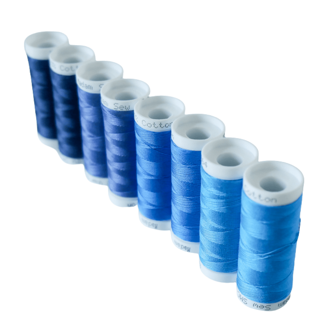 Cotton Thread Sets - Dark Blues!  For Quilting and Sewing - 8 Spools, 4 Colors, 180 Yards Each