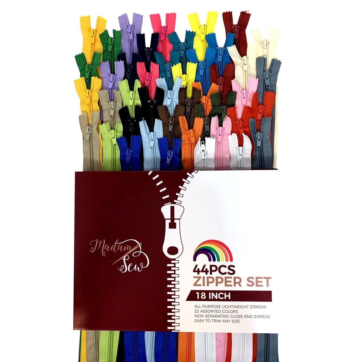 Zipper Sets - 44 pcs/box - 22 colors - Large 18in – madamsew-wholesale