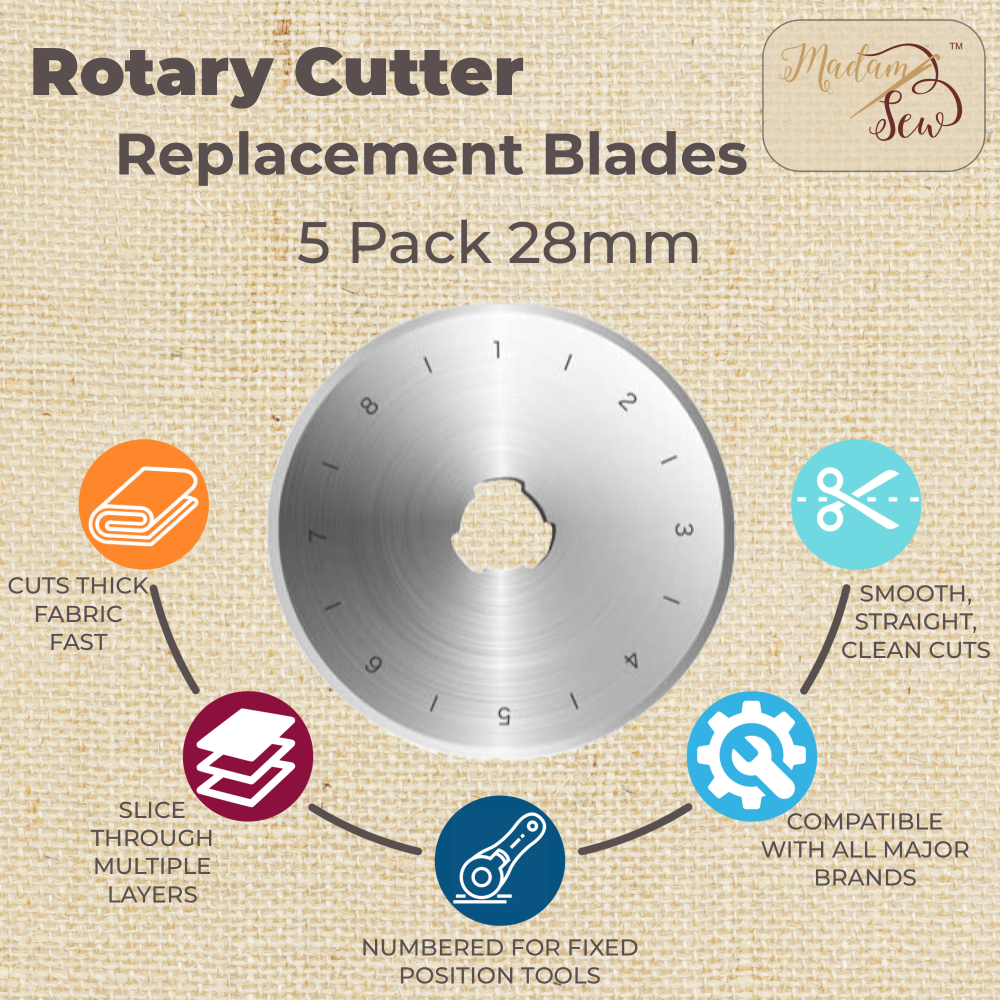 Rotary Cutter Blades 5pcs - sizes: 60mm - 45mm - 28mm