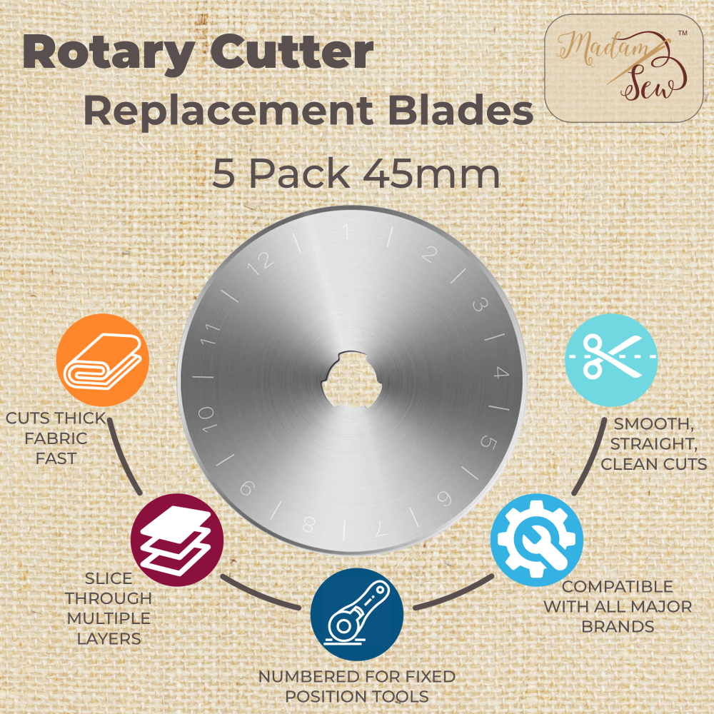 Rotary Cutter Blades 5pcs - sizes: 60mm - 45mm - 28mm