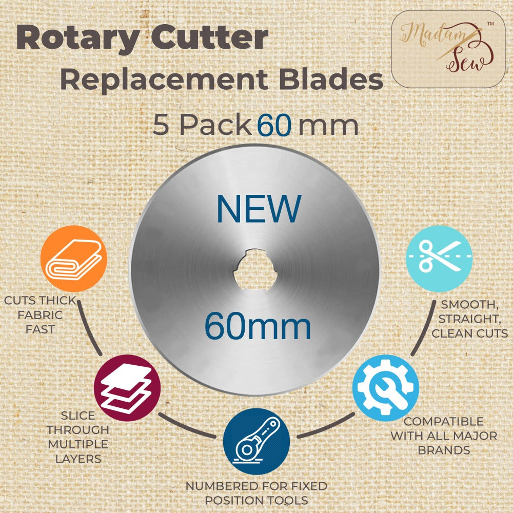 Rotary Cutter Blades 5pcs - sizes: 60mm - 45mm - 28mm