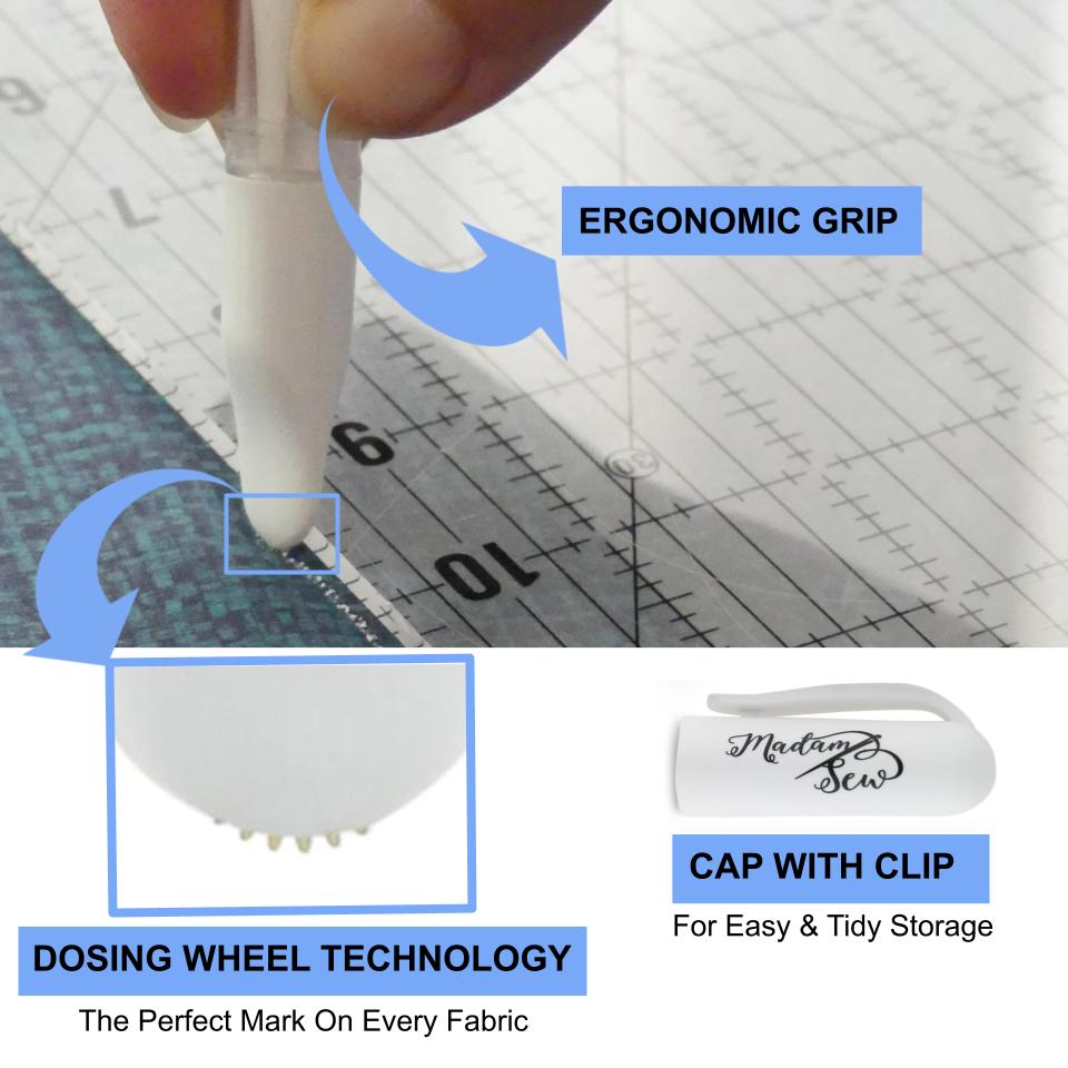 mechanism of the temporary chalk fabric marker with wheel explained